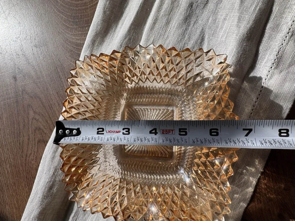 Indiana Glass Diamond Point Ruffled Candy Dish/candle Votive/trinket Dish